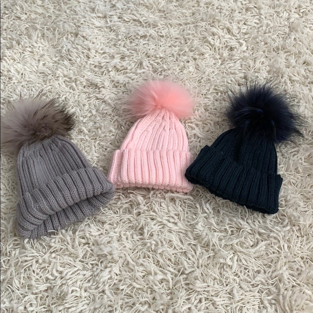 Hats with fur Pom Pom